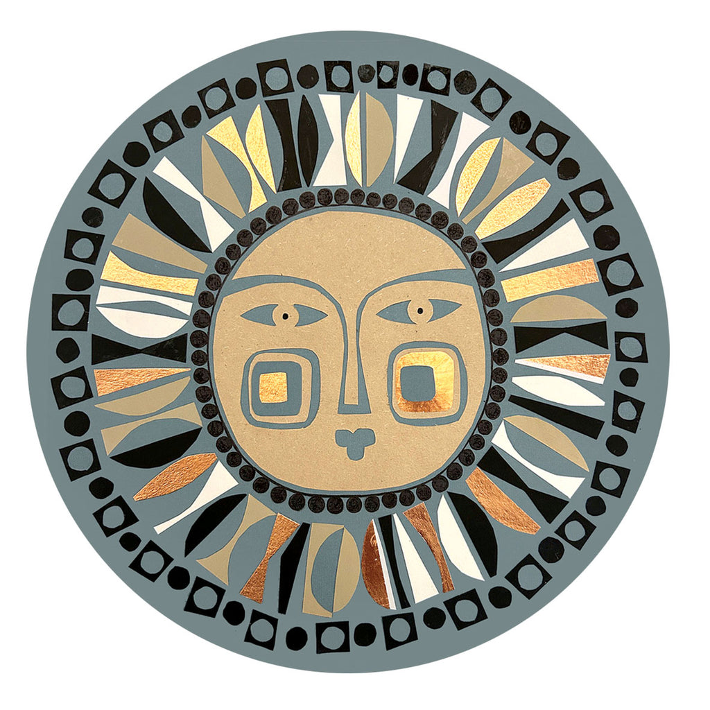 golden sun place mat and coaster designed by paper artist Clare Youngs for Jenny Duff