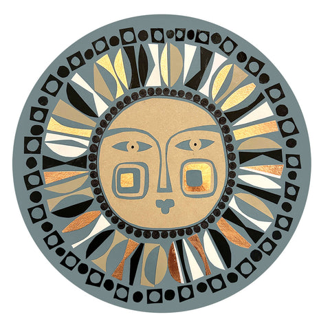 golden sun place mat and coaster designed by paper artist Clare Youngs for Jenny Duff