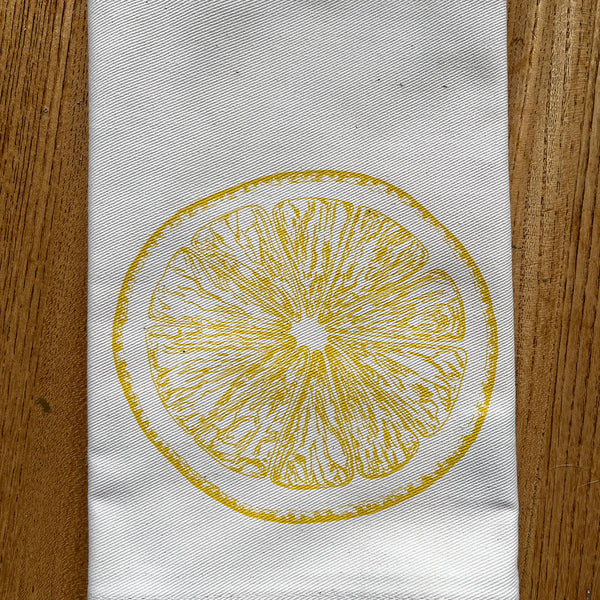 Lemon slice design by Lottie Day on napkin for Jenny Duff mats