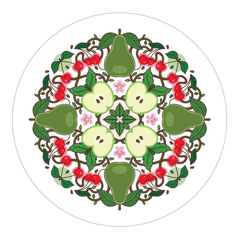 Rebecca Strickson table mat coaster large mat for Jenny Duff Apples pears cherries