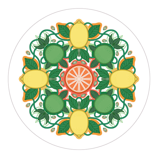 Rebecca Strickson table mat coaster large mat for Jenny Duff Apples pears cherries lemons carrots tomatoes berries peas