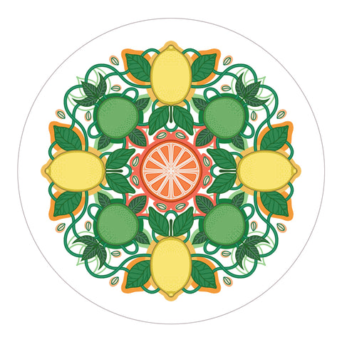 Rebecca Strickson table mat coaster large mat for Jenny Duff Apples pears cherries lemons carrots tomatoes berries peas