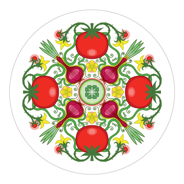 Rebecca Strickson table mat coaster large mat for Jenny Duff Apples pears cherries lemons carrots tomatoes berries peas