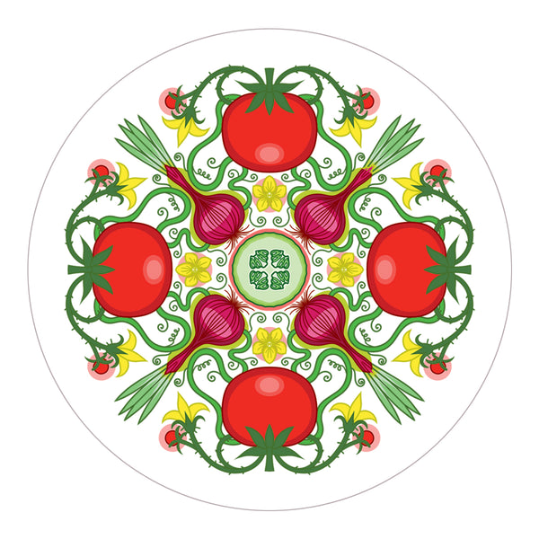 Rebecca Strickson table mat coaster large mat for Jenny Duff Apples pears cherries lemons carrots tomatoes berries peas