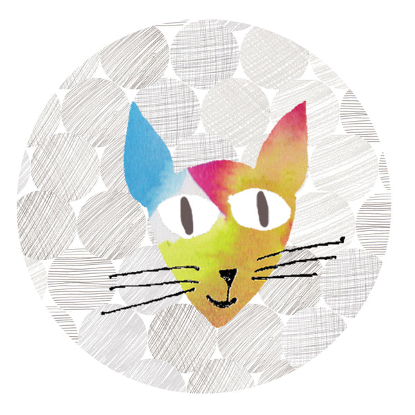 Whiskers cat coaster by Lindsay Marsden the Black Rabbit for Jenny Duff mats
