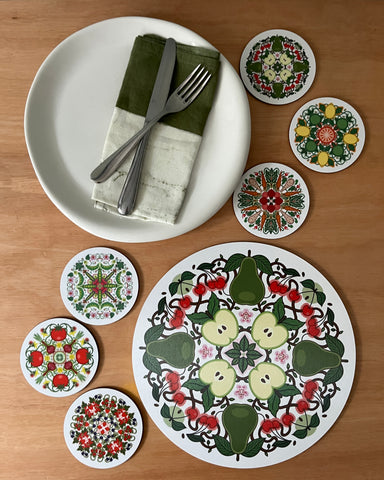 Rebecca Strickson designs Fruit & Vegetables: set of 6 large mats