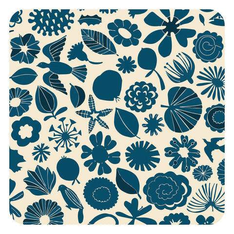 Magic Garden by Lindsay Marsden: Blue design square table mat