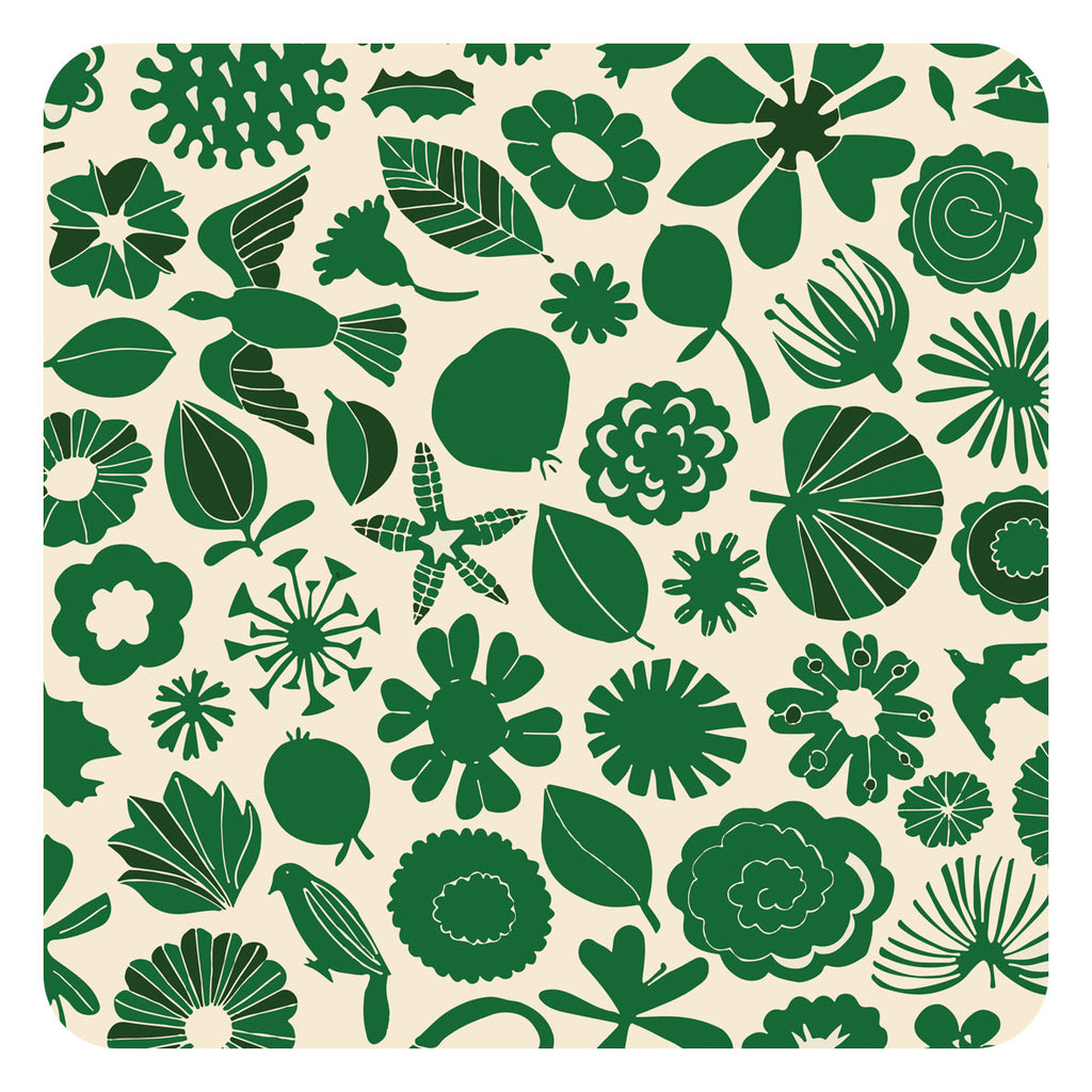 Magic Garden by Lindsay Marsden: Green design square table mat